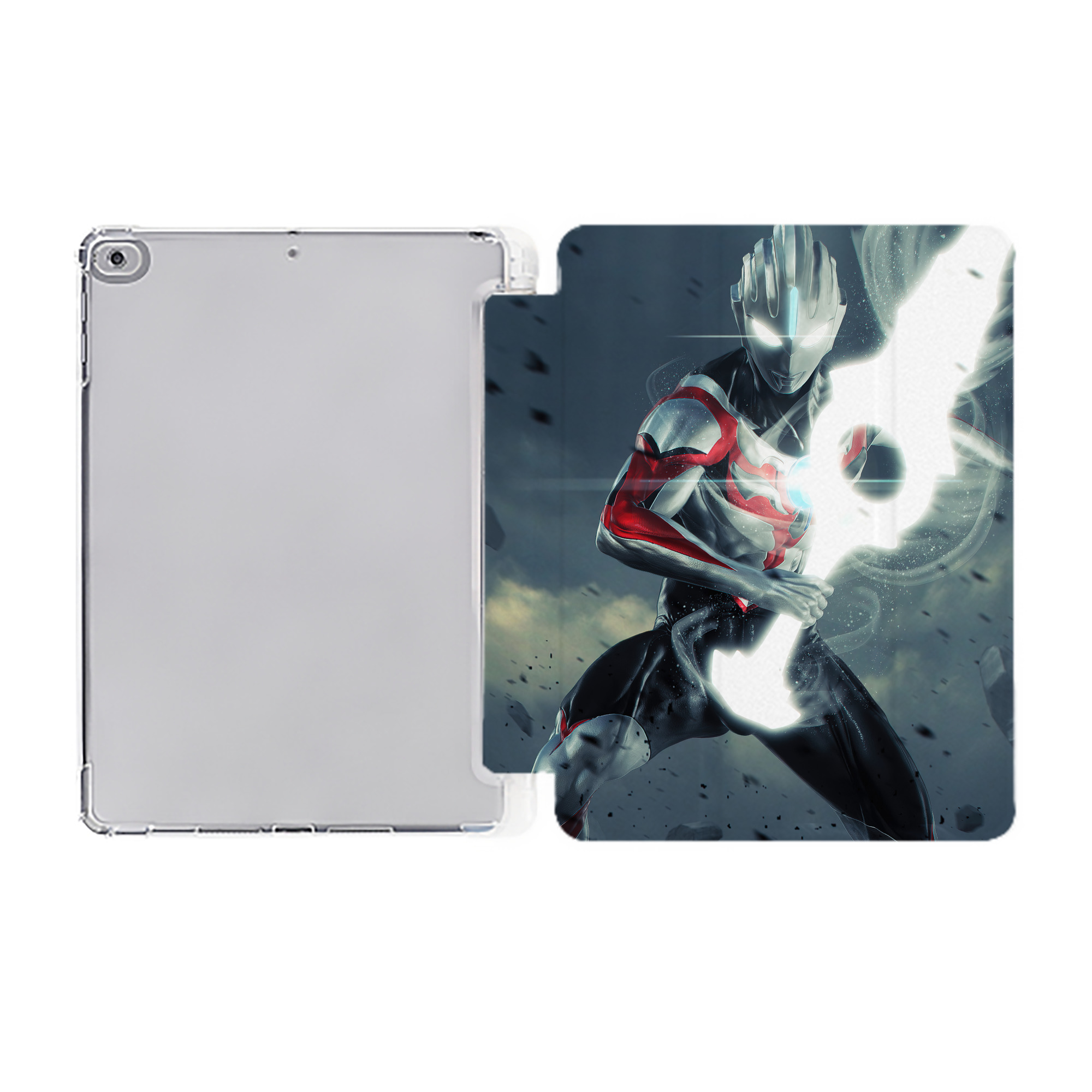 （画像用） ウルトラマン Ultraman IPad ケース ペン収納付き 三つ折りスタンド PUレザー×シリコン 対応機種9.5/10.5/10.9インチ